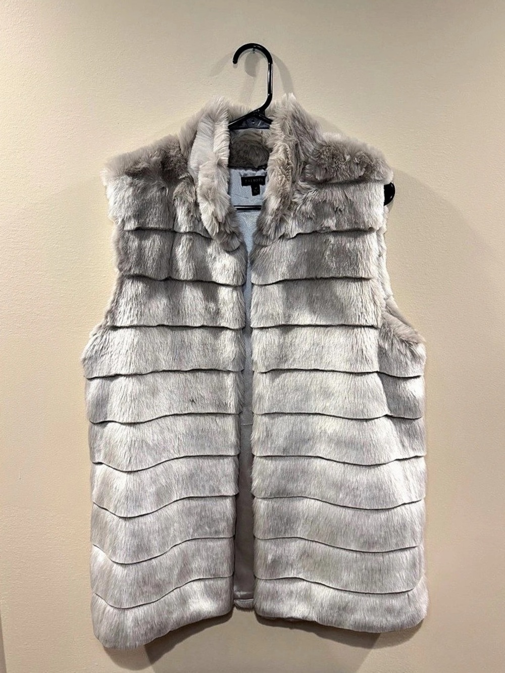 Talbots Faux Fur Vest in Gray, Size Medium